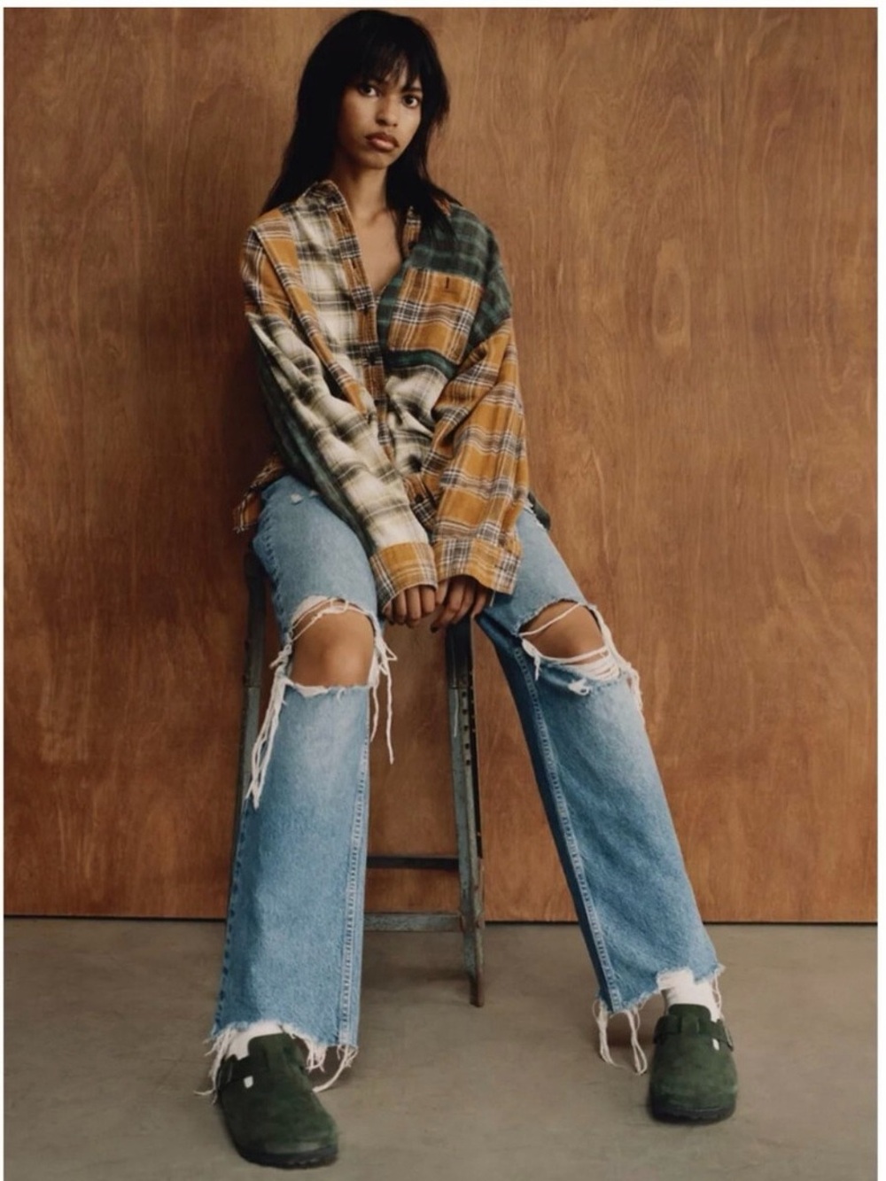 BDG High Waisted Light Blue Distressed Baggy Jeans